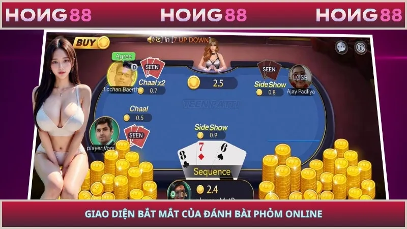 Giao diện bắt mắt của đánh bài phỏm online